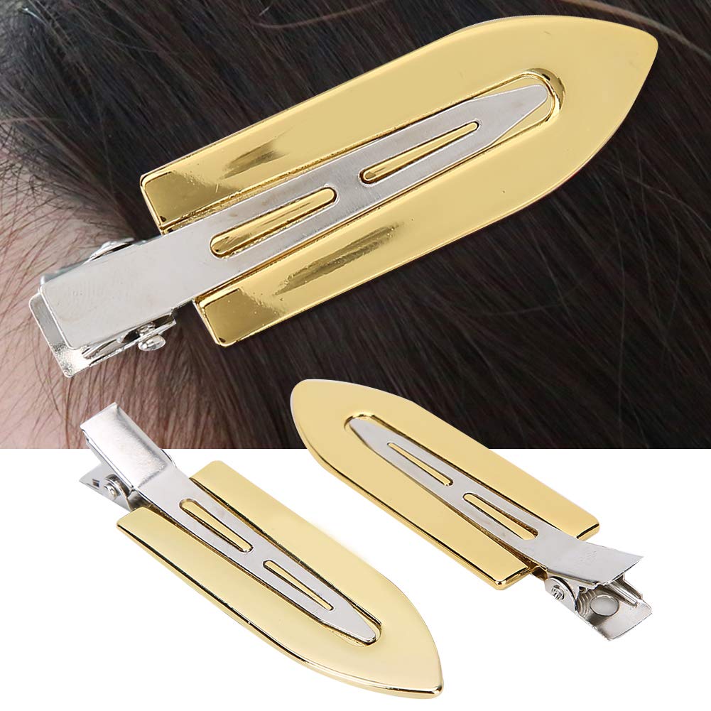 2pcs Hair Clips, No Bend Hair Clips No Crease Hair Clips Styling Clips Electroplating Hairpin Steel Hairdressing Styling Clips Accessory for Hair Ornament(Gold)