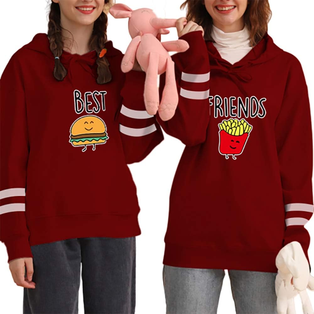 Best Friend Hoodies for Women-Family Matching 2 Outfits Gifts Funny Graphic Food Clothing Long Sleeve Pullover Sweatshirt