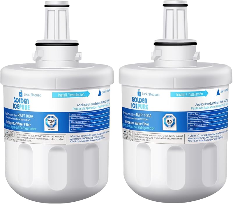 Golden ICEPURE Fridge Water Filter 2 Pack Compatible with Samsung DA29-00003