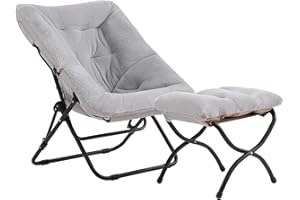 Tiita Saucer Chair, Soft Faux Fur Oversized Folding Accent Chair, Soft Furry Lounge Lazy Chair, Metal Frame Moon Chair for Be