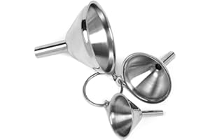 Small Funnel, 3Pcs Stainless Steel Kitchen Funnels Set for Transferring Fluid Liquid Oil Powder, 3 Size, Silver
