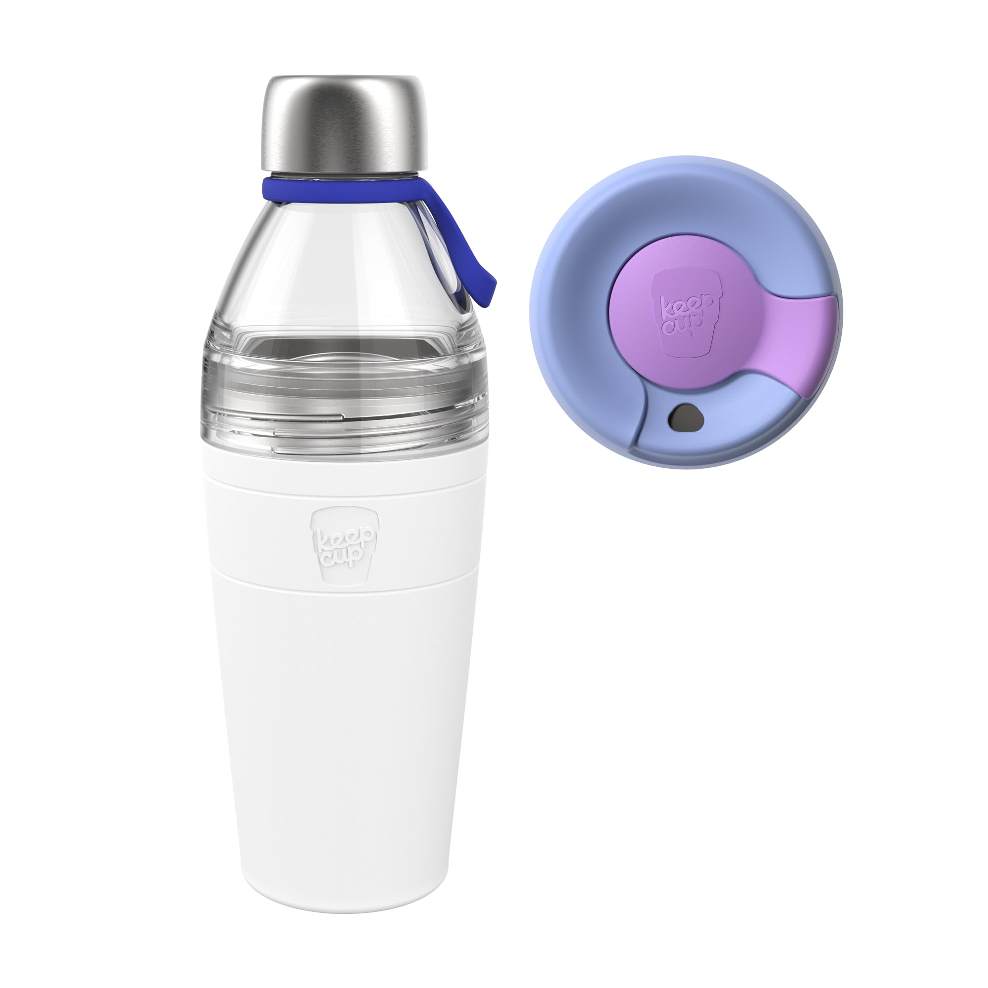 KeepCup Cup-to-Bottle Kit, 2 in 1 Reusable Water Bottle and Travel Mug, Insulated Stainless Steel & Plastic Dual Opening with Leakproof Sipper Lid - 660ml Bottle to 16oz Cup - Twilight Clear — image 1