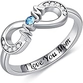 Plesitep Mothers Day Gift Mom Ring Sterling Silver Infinity Mother Ring with Crystal Gift for Women Mother Grandmother Mother’s Day Gift
