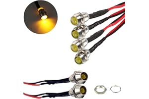 JAIZAIWJ 6pcs 1/2" Led Indicator Light 12V/24V DC Waterproof Signal indicator Light with 200mm Wire Pilot Light for Trucks Boats Computer Bumper, Grille, Dash, Ambient Lighting, Motorcycle（Yellow