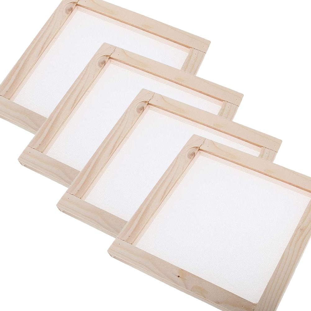 4 Pieces Wooden Paper Making Frame Papermaking Screen Mesh Mold Tools