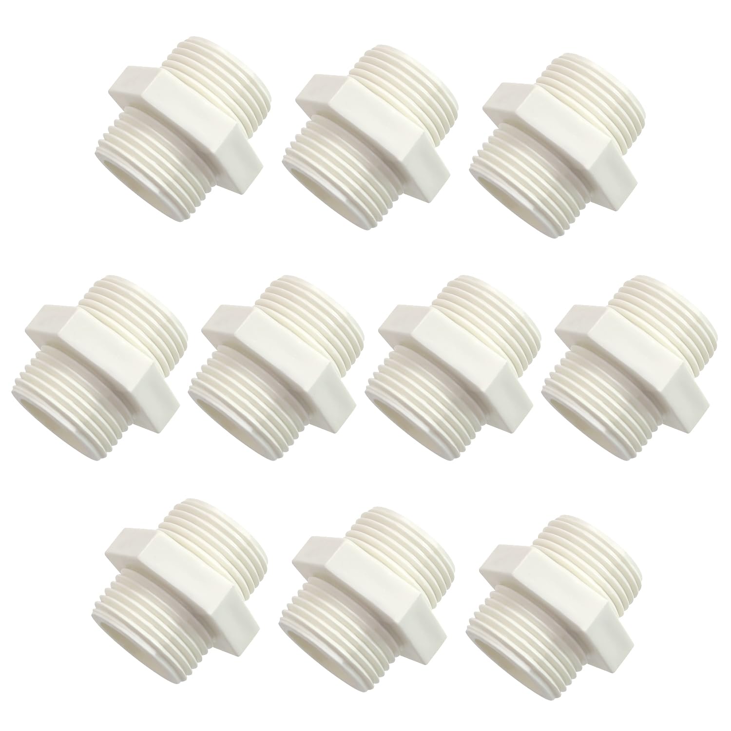 Photo 1 of 10 PCS 1 Inch PVC Fittings Hex Nipple G1 Male to Male Thread Connector Coupling Adapter