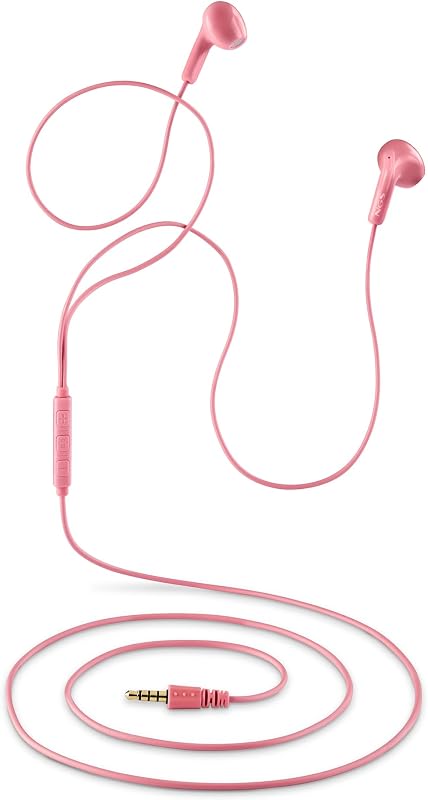 Cross Flip Pink - Cuffie Intraurali con Microfono e Pulsante Multifunzione, Controllo Musica e Chiamate Cavo 120 cm, Jack 3,5 mm