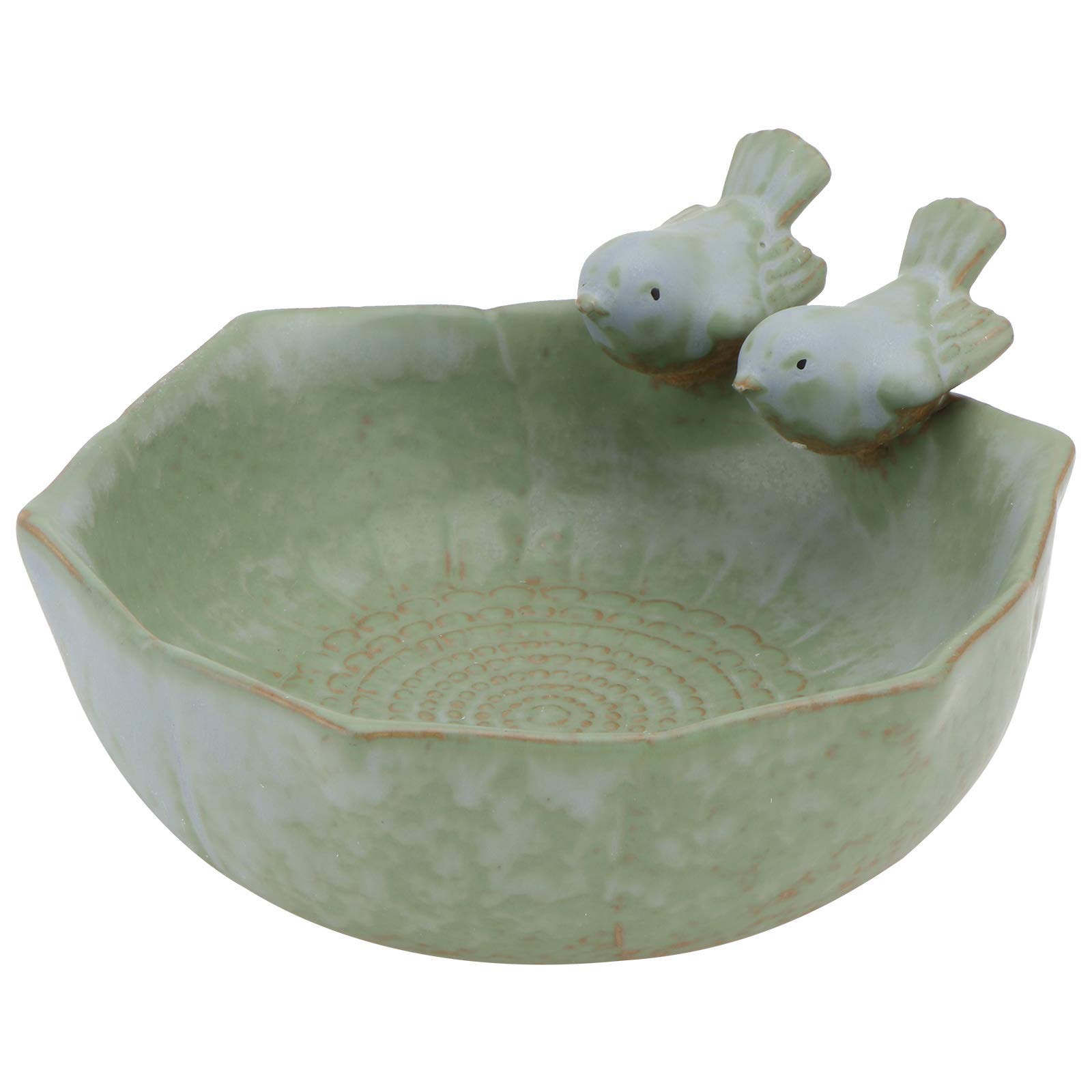 Hemoton Birdbath Ceramic Bowl Wild Finch Bird Feeder Water Baths for Garden Outside Yard Decor Bee Bird Accessories Green