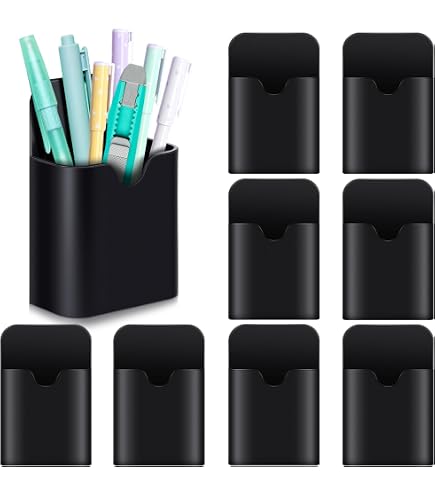 Colarr 20-Piece Magnetic Dry Erase Marker Holder - Whiteboard Pen Organizer Cups, Black & White - View #9