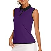 COOrun Golf Polo Shirts for Women Sleeveless Sports Shirts Zipper Up Athletic Tank Tops with Collar Quick Dry