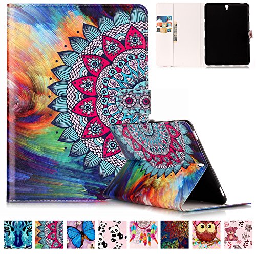 Galaxy Tab S3 9.7 Case,UUcovers Slim Fit Smart Cover with Auto Wake/Sleep Feature [Card Slot] Stand Cover Protective Wallet Cover for Samsung galaxy tab S3 9.7 T820&T825,Mystic Flower