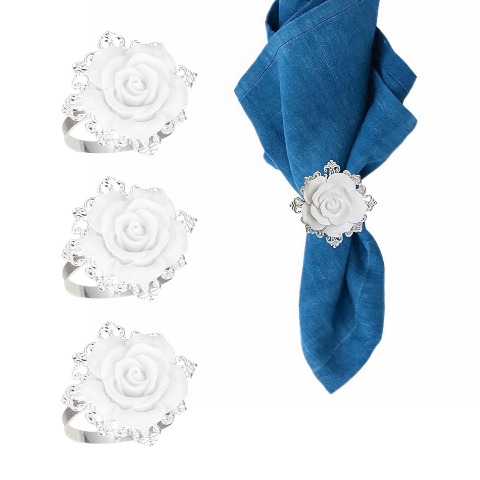 Acpetdr Flowers Napkin Ring, Napkin Ring, Napkin Clasp For Valentine's Day, Thanksgiving, Christmas And Other Festivals, Parties And Banquets Table Decoration