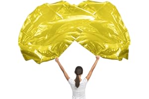 BOXOB 2pcs Worship Flags, 55 Inch Dance Flags with Telescopic Flagpole Praise Banners Semicircle Worship Angel Wings Flag for Church Stage Performance (Gold)