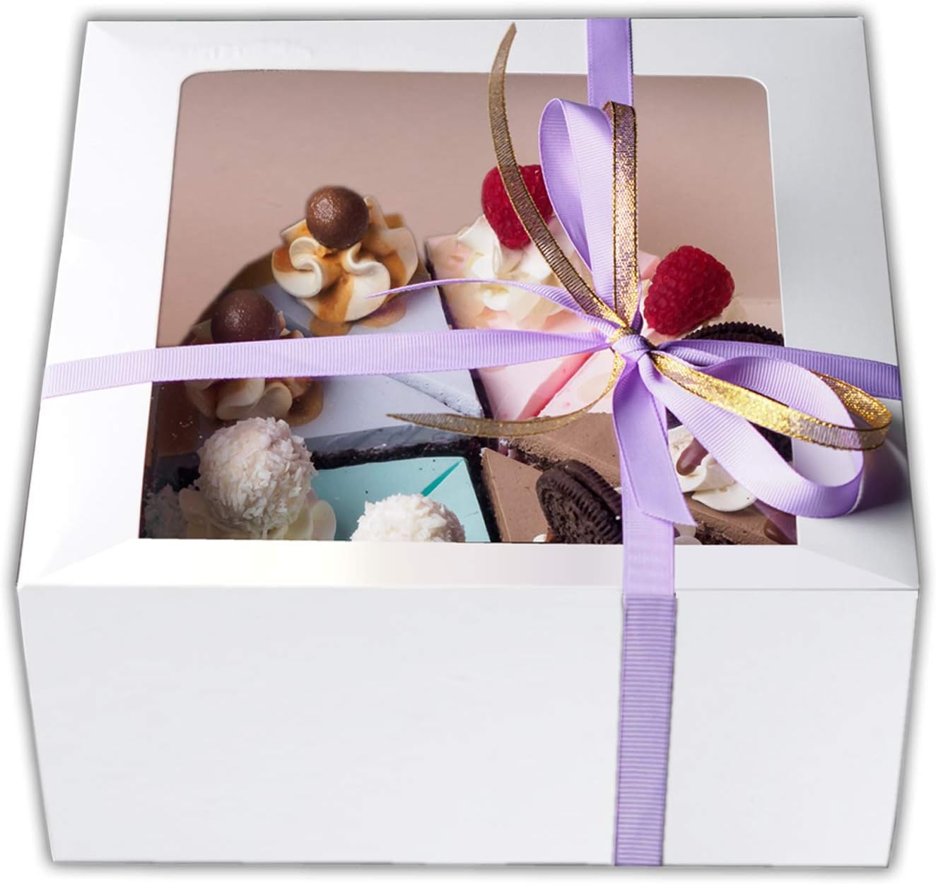 Cake Boxes 10 x 10 x 5, Bakery Box Has a Clear Window, Cake Supplies, 10 Pack.
