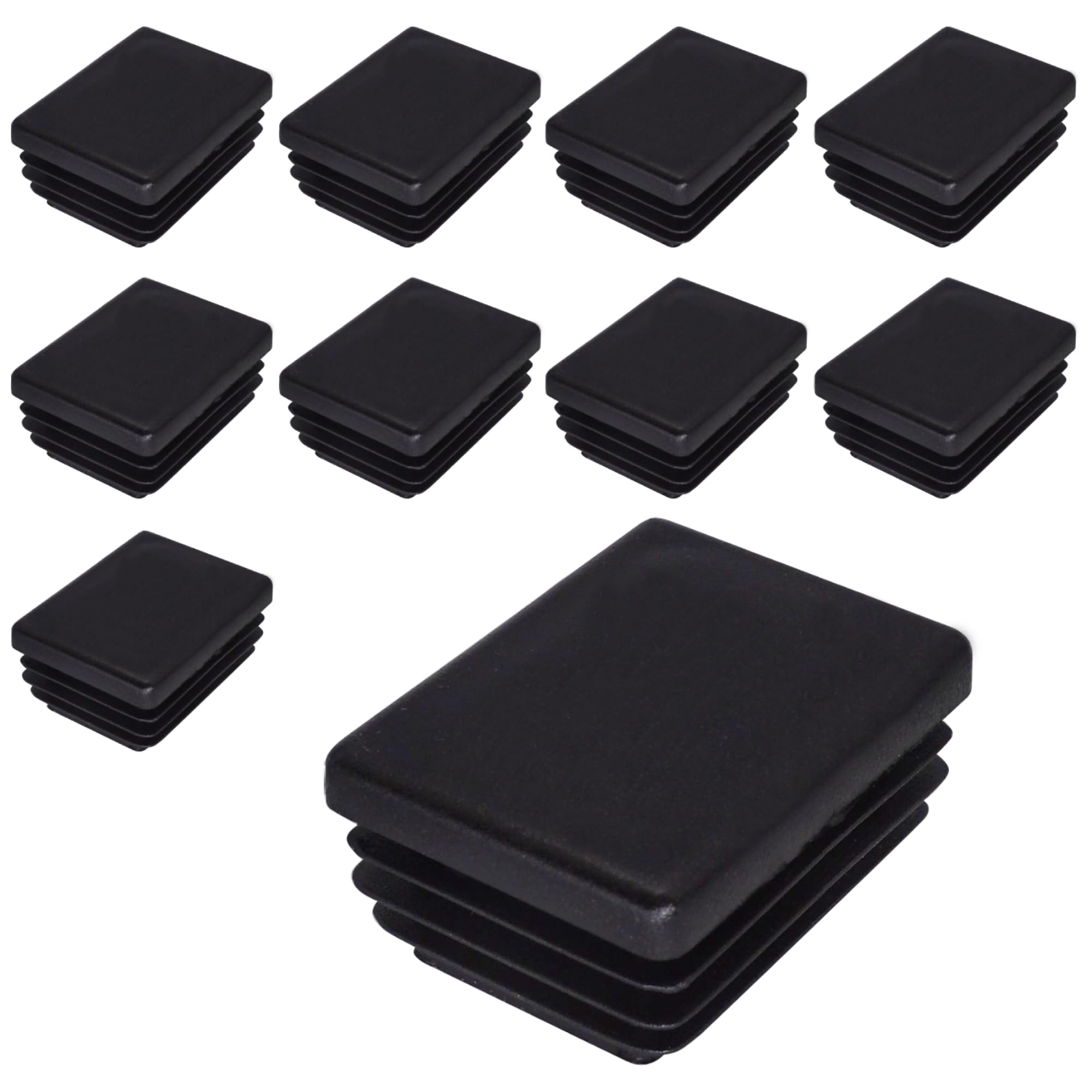 SKIR'CO (10 pcs) Rectangular Plastic Plugs 30 x 40 mm, Mat Tube End Caps, Rectangle Tube Inserts, Fence Post Plugs, Black RAL 9005