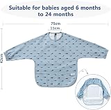 Yiupea Baby Weaning Bib Mess Proof with Long Sleeves Blue 6-24 Months view 2