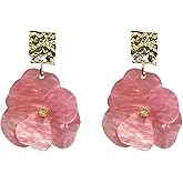 Peasimy Acrylic Flower Earrings for Women Cute Floral Stud Earrings Lightweight Party Jewelry