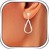 Campsis Silver Teardrop Earrings for Women, Rhinestone Jewelry Dangle Earrings