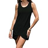 Beach Vacation Clothes for Women Swimsuit Coverup for Women Beach Fashion Eyelet Sleeveless Twisted Mini Dress