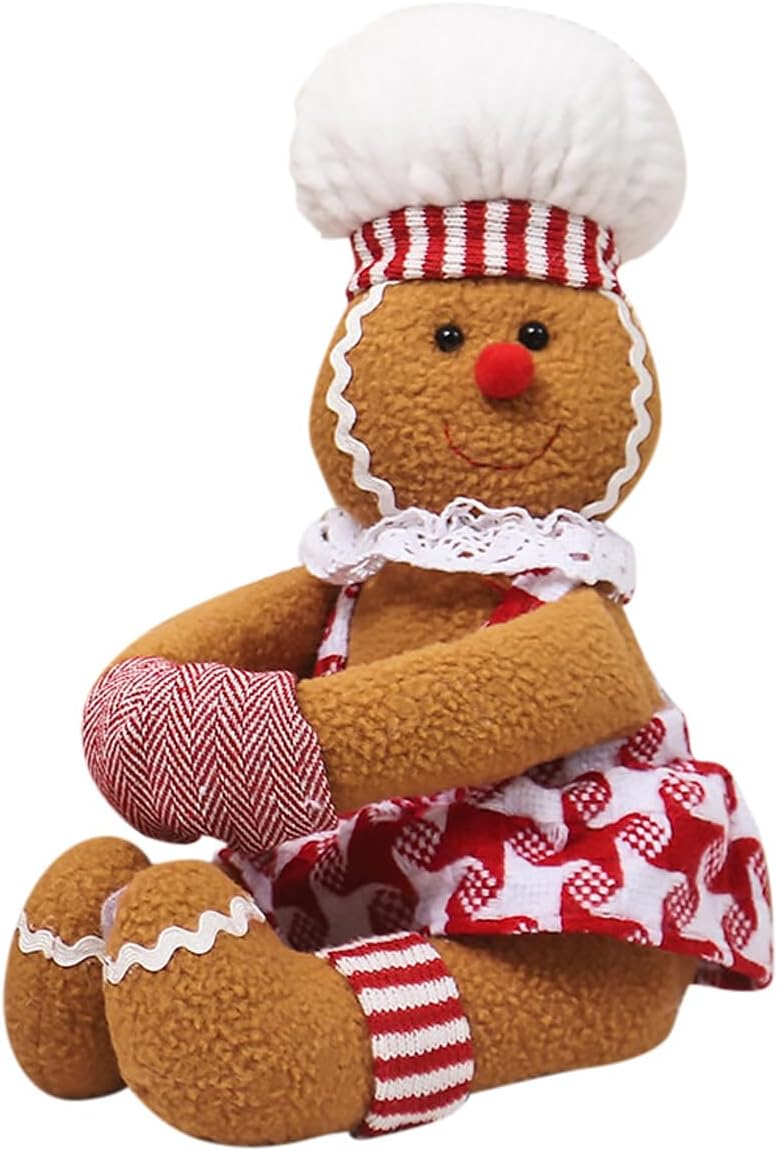 Tree Toppers - Gingerbread Man Christmas Tree Topper Decorations, Ginger White Red Green, Funny Xmas Plush Stuffed Gingerbread Hugger Decor for Christmas Tree Wine Bottle Curtain Ornaments, Type 2 Women