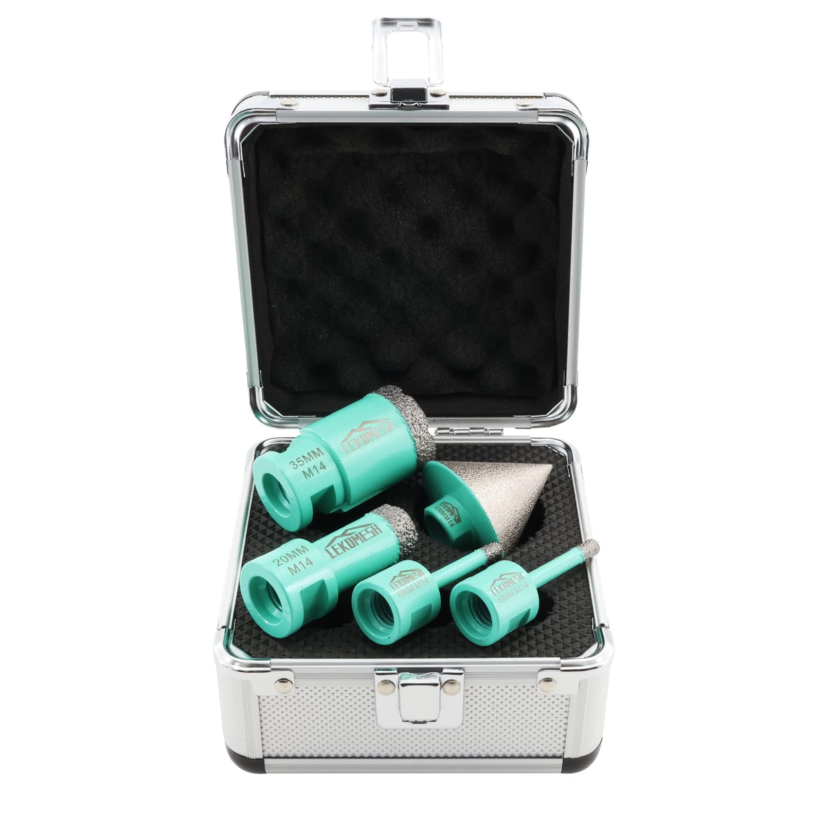 Diamond Core Drill Bits Kit - 5pcs (6/6/20/35mm+50mm Chamfer Milling Bits) LEKOMESH Tile Hole Saw Kit for Porcelain Tile Ceramic Granite Marble Masonry Stone — image 1