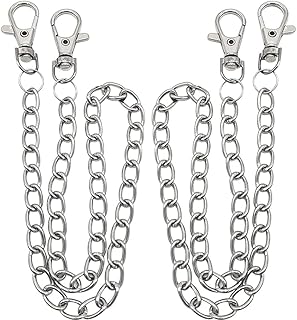 Gliederkette,BESTZY 2 Stück Metallkette Gliederkette mit Karabinerhaken Zubehör für Hut Kostüm Dekoration (Silber)