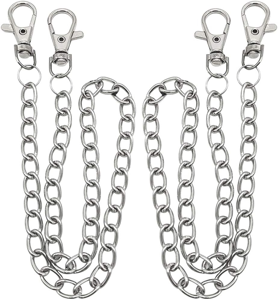 Gliederkette,BESTZY 2 Stück Metallkette Gliederkette mit Karabinerhaken Zubehör für Hut Kostüm Dekoration (Silber)