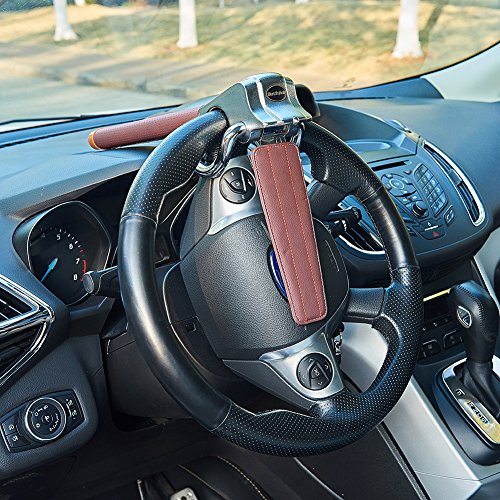 Blueshyhall Brown Antitheft Locking Devices Steering Wheel Lock with Safety Hammer