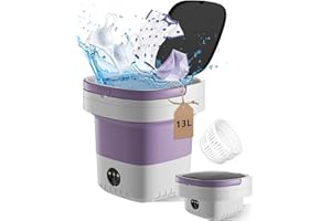 MIHEQIKQI Portable Washing Machine, 13L Large Capacity Laundry Washer Cleaning for Underwear, Baby Clothes, Shirts,Small Delicates.Foldable Mini Washer and Dryer Combo for Apartment,Hotel,Camp,RV,Travel(Purple)