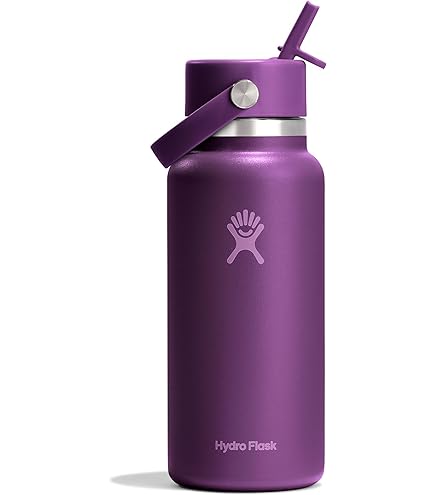 SENDESTAR – Gourde de sport antifuite en acier inoxydable, à double paroi isotherme – Goulot large avec couvercle à paille, bouchon flexible, couvercle à bec verseur – 950 ml (gomme à bulles