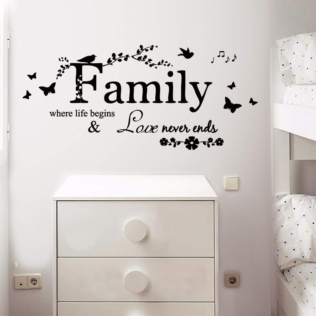 MEFOSS Family Quote Wall Decal Quotes Wall Saying Stickers Home Decorations Removable Inspirational Stickers Wall Decor Art for Living Room Bedroom