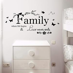 MEFOSS Family Quote Wall Decal Quotes Wall Saying Stickers Home Decorations Removable Inspirational Stickers Wall Decor Art for Living Room Bedroom