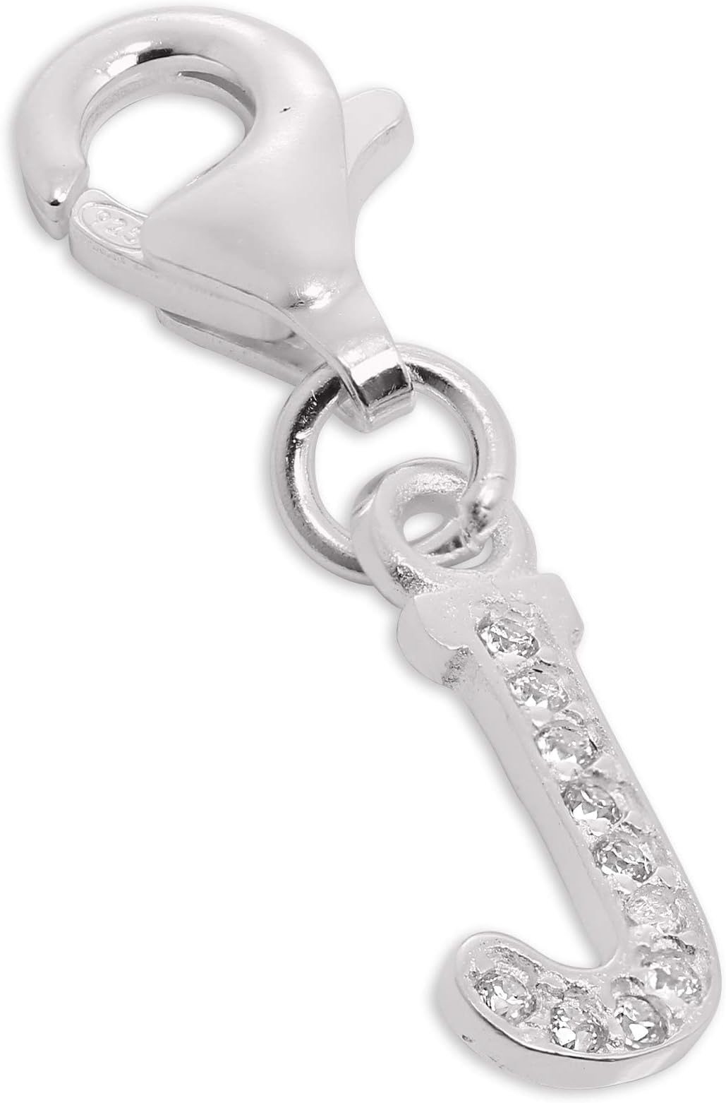 Small Sterling Silver & CZ Crystal Initial Letter Clip-on Charm A - Z