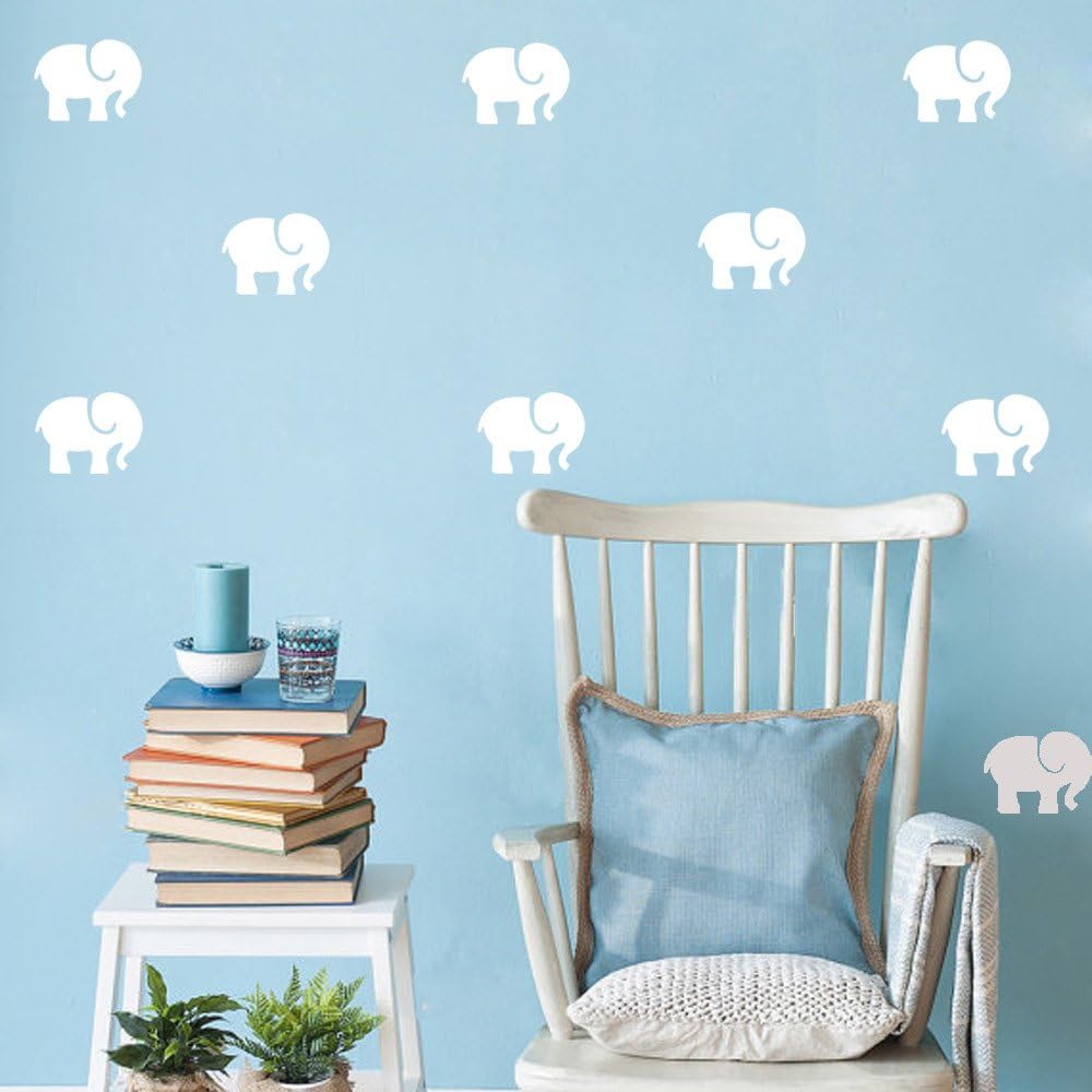 Lichi DIY Small Elephant Wall Sticker Decal for Children Nursery Room - White - Image 3