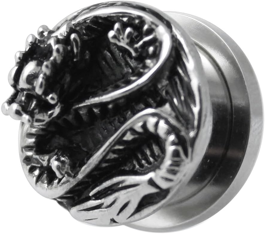 MONSTER PIERCING18MM Casting Tribal Dragon 316L Surgical Steel Flesh Tunnel Ear Piercing - Soldy by Piece