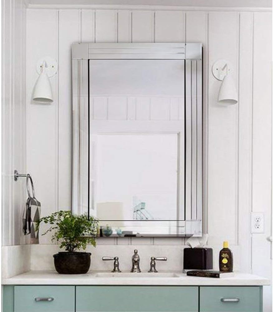 Tuff Concepts 120cm X 80cm antique modern venetian style wall mirror, Silver, 120L x 80W cm - Image 4