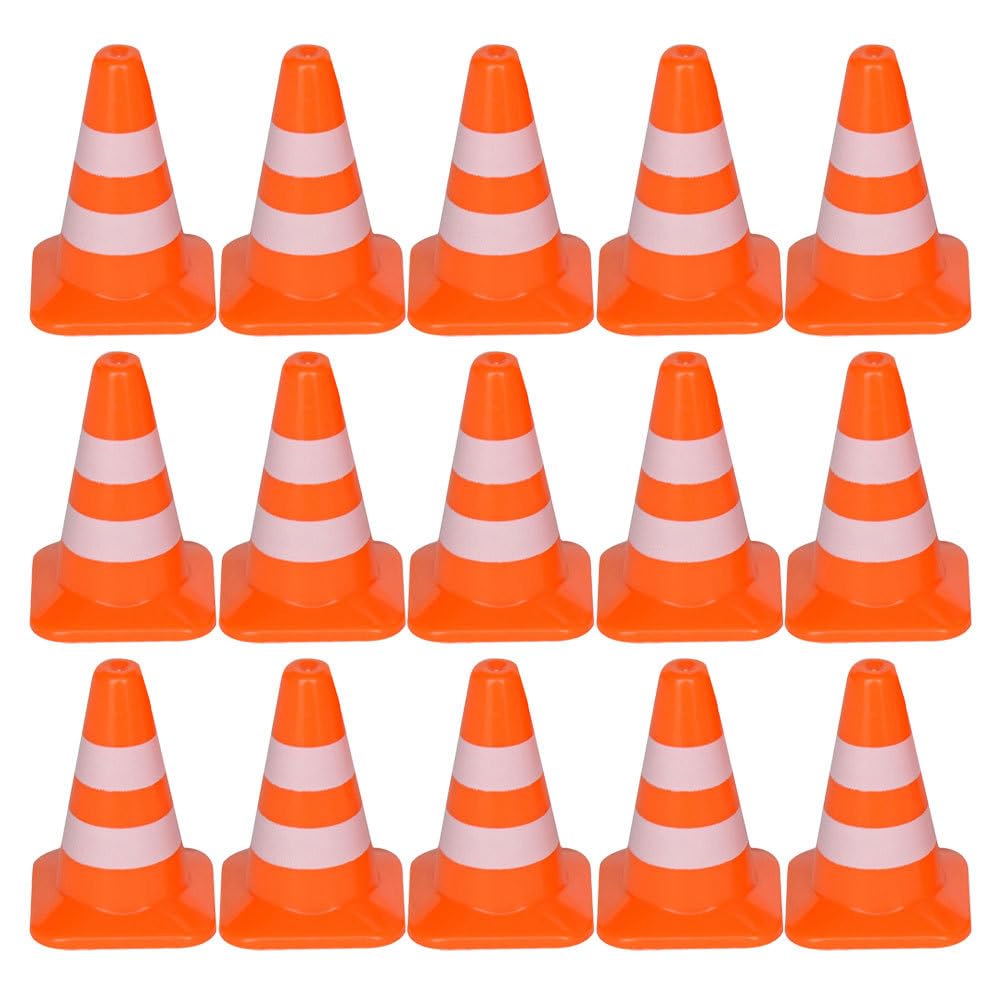 NUOBESTY 21pcs Small Orange Traffic Cones Mini Simulation Road Cone Toys for Kids Early Education Role Play