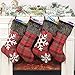 WUJOMZ Set of 4 Plaid Christmas Stockings, 18 Inches Burlap with Large Plaid Snowflake and Plush Faux Fur Cuff Stockings, for Xmas Home Decor, Christmas Decorations