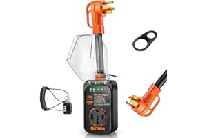 ELETHOR RV Surge Protector 50 Amp, 12000 Joules RV Circuit Analyzer Surge Guard, RV Electrical Protection with Waterproof Cover and Anti-Theft Lock, LED Display, RV Voltage Protector