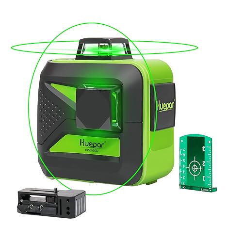 Huepar 602CG 2 x 360 Kreuzlinienlaser Grün, 360 Grad Linienlaser Selbstnivellierenden Laser Level mit Pulsfunktion, 25m Arbei