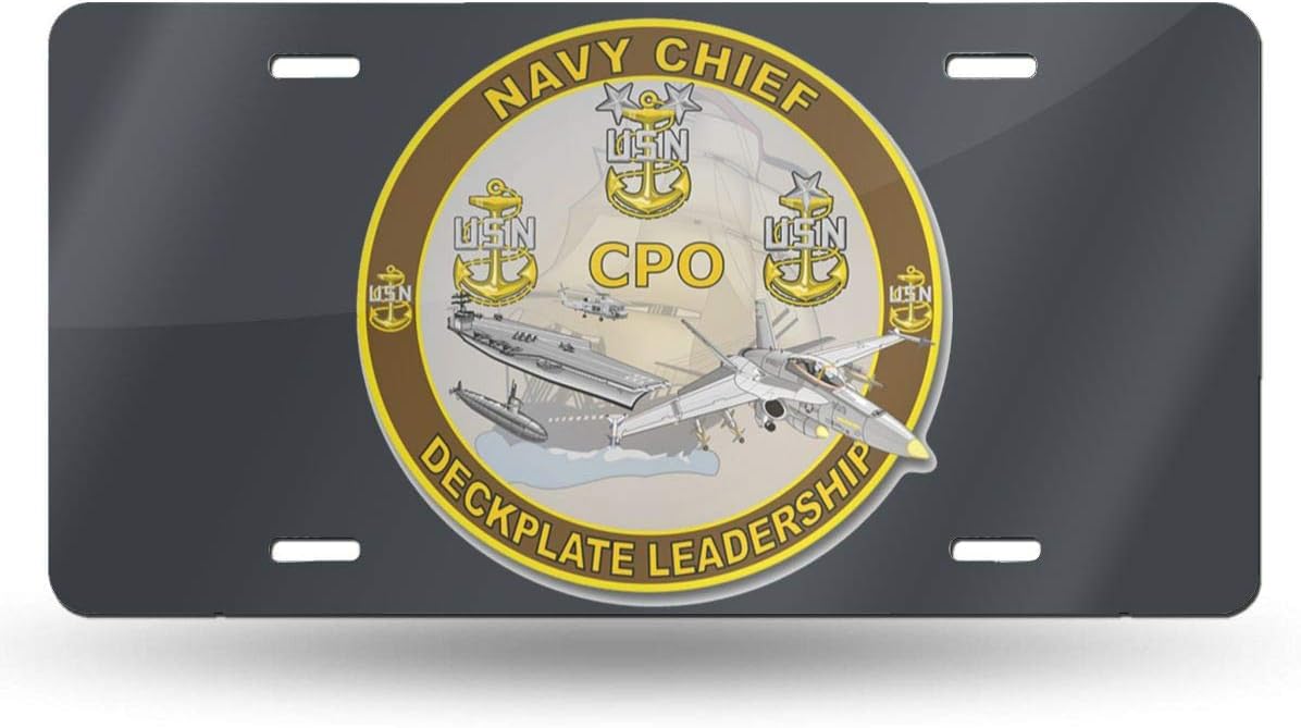 VIKIY Navy Chief Deckplate Leadership Retro License Plates for Car Decoration 6 in X 12 in