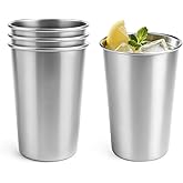 Luxgola 4 Pack 12oz Stainless Steel Cups, Stainless Steel Stacking Beer Pint Cups, Stainless Steel Water Tumbler for Home, Party, Camping, Outdoor, Stackable Drinking Glasses, Reusable, BPA Free