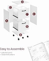 VASAGLE 2-Drawer Filing Cabinet Mobile File Cabinet White OFC040W46 view 9