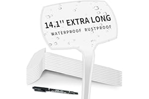 AUORY Large Plant Markers, 14.1'' Tall Plant Labels for Outdoor Garden Waterproof Durable T-Type Plastic Garden Labels, Perfect for Herbs, Flowers, Vegetable with a Marker Pen (12PCS)
