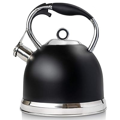 Tea Kettle 3 Liter induction Modern Stainless Steel Surgical Whistling Teapot - Pot For Stove Top (Black)