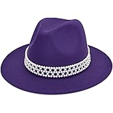 HUDANHUWEI Womens Wide Brim Fedora Hat with Pearl Band Lady Panama Hat
