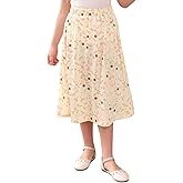 GORLYA Girls Boho Casual Elastic High Waist Tiered Ruffle Hem Long Swing Maxi Skirt 4-14T