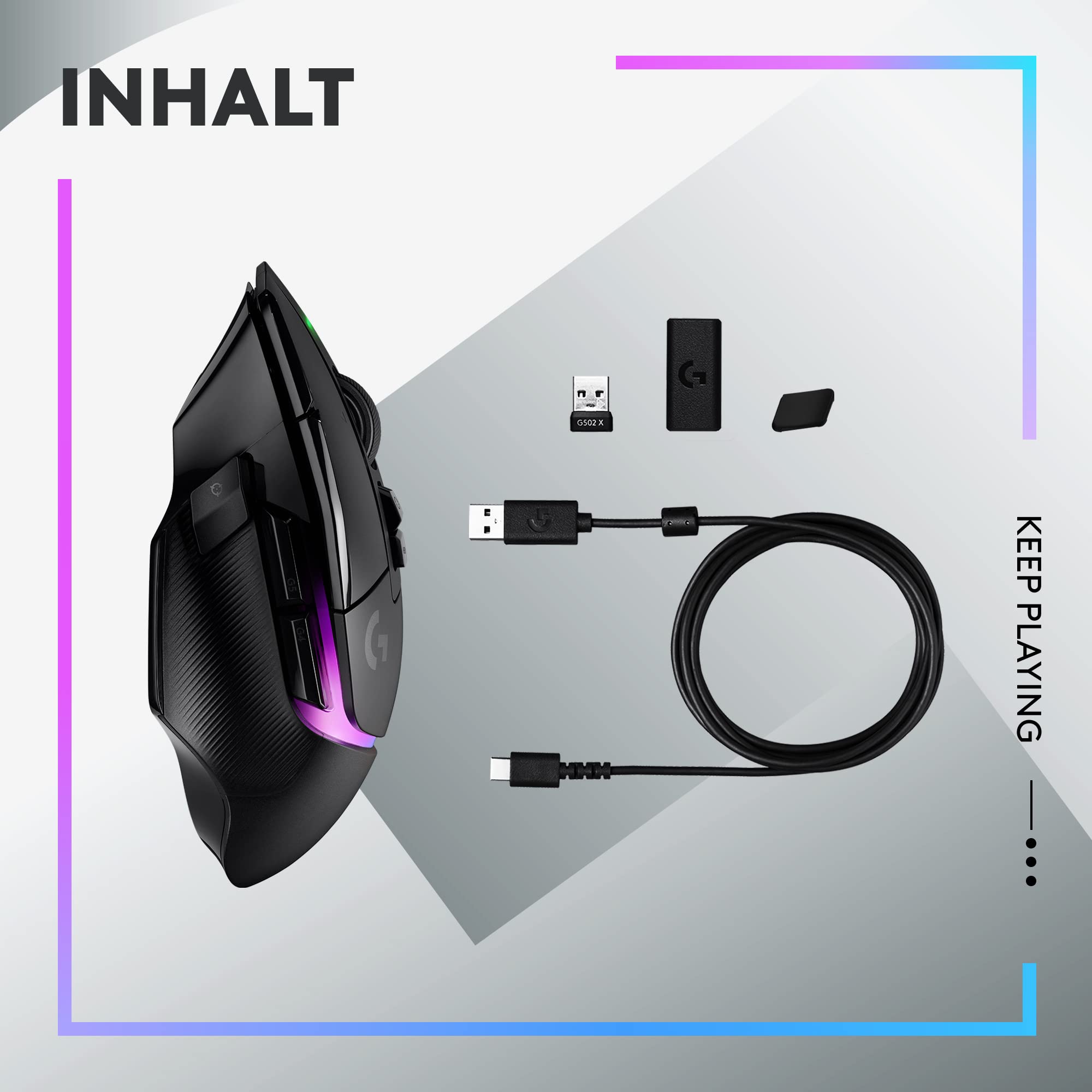 Logitech G502 X Plus Lightspeed Souris Gaming RVB Sans Fil - Souris optique boutons hybrides LIGHTFORCE, LIGHTSYNC RVB, Capteur Gaming Hero 25K, Compatible Avec PC - macOS/Windows - Noir 9