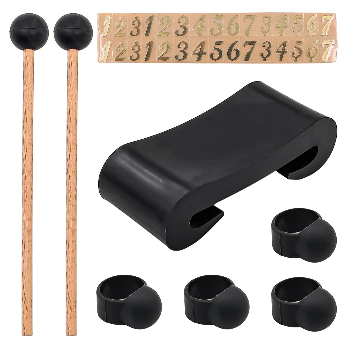 Alnicov 9-Piece Tongue Drum Accessories Set with Mallets Finger Picks Sleeves Notes Stickers for Hand Frame Shaman Drums (Tongue Drum Not Included)