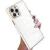 KANGHAR Case Compatible with iPhone 14 Pro Max 6.7 Inch Luxury Cute Plating Design Case Full-Body Anti-Scratch Shockproof Bumper Protective Cover for iPhone 14 Pro Max White